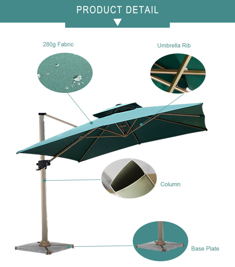 Sun Block Outdoor Umbrella Covers with Marble/Water Tank Base