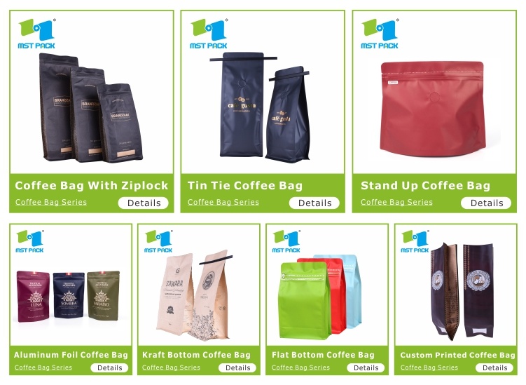 Stand up Coffee Bag with Zipper and Coffee Valve