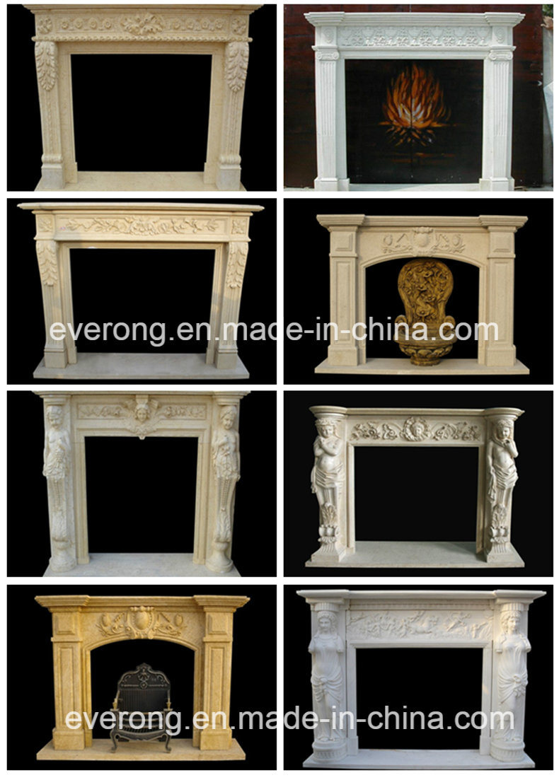 Western Vintage Stone Mantel Marble Freestanding Fireplace for Sale