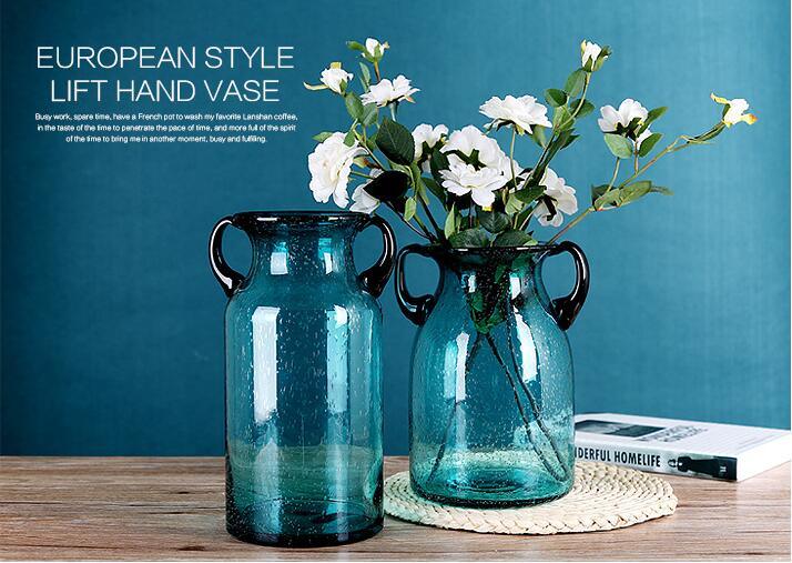 Luxury Peacock Blue Vase Glass Vase for Home Decor Wedding Gift