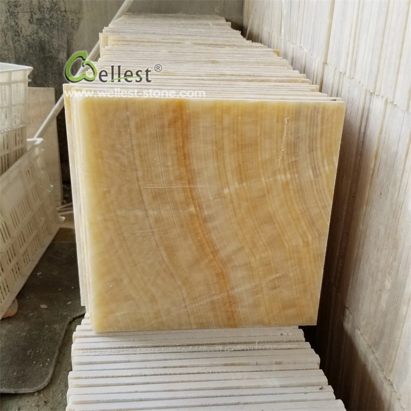 Transparent Polished Yellow Honey Onyx Marble Tile for Villa/Hotel Project