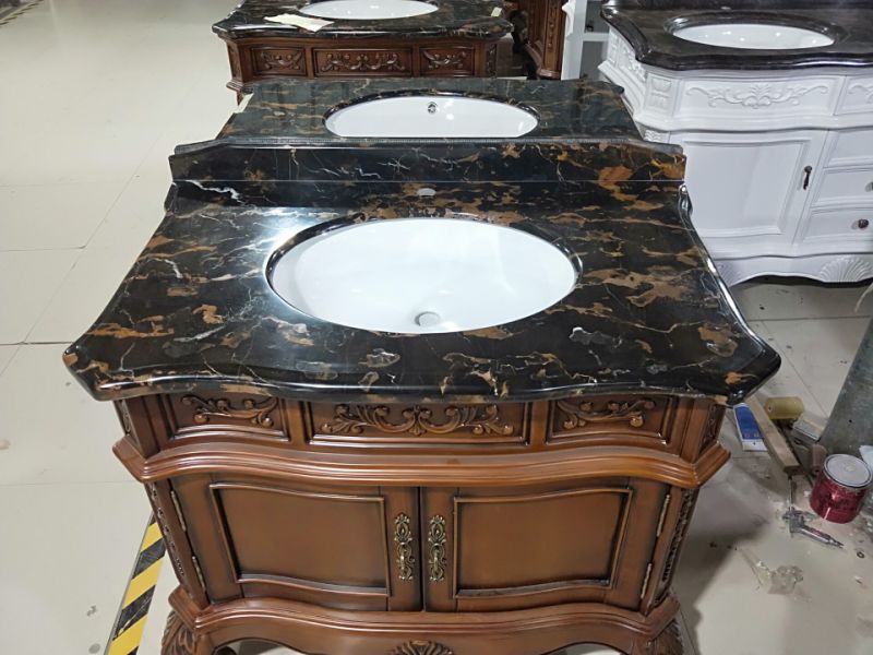Luxury Standard Marble Top Solid Wood Bathroom Vanity Cabinet with Sink (3090)