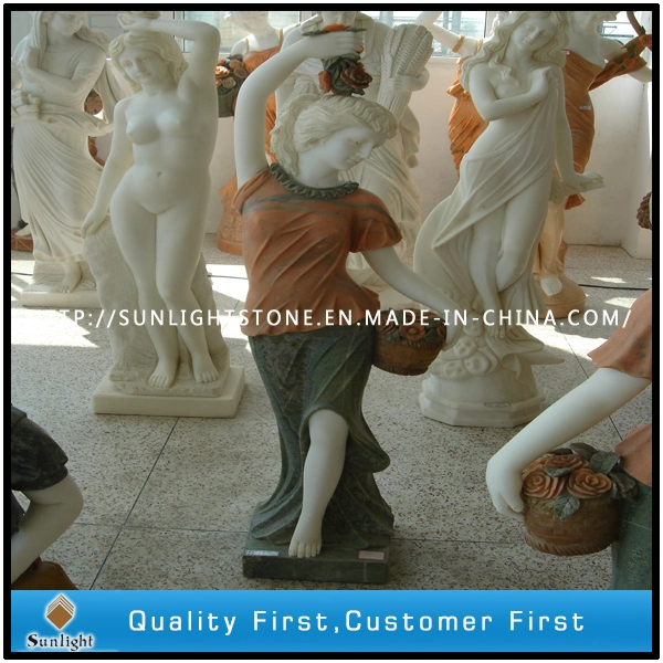 Pure White Marble Statue, Marble Sculpture, Stone Garden Statue