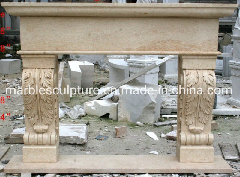 Simple Style Home Decoration Beige Small Marble Fireplace (SYMF-050)