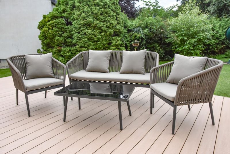 2019 Popular Design Rope Woven Outdoor Patio Fruniture Sofa Set with Coffee Table