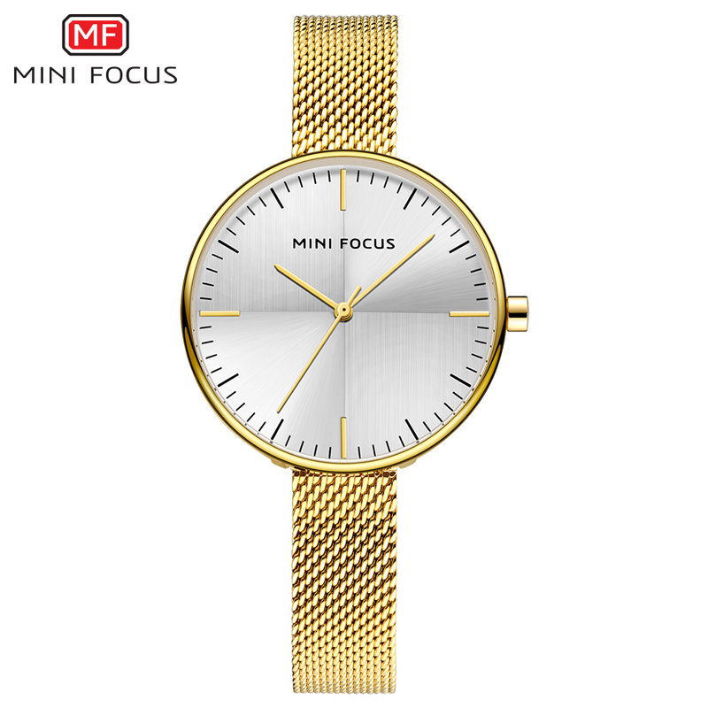 Mini Focus Fashion Women Quartz Wrist Watch with Gold Watch