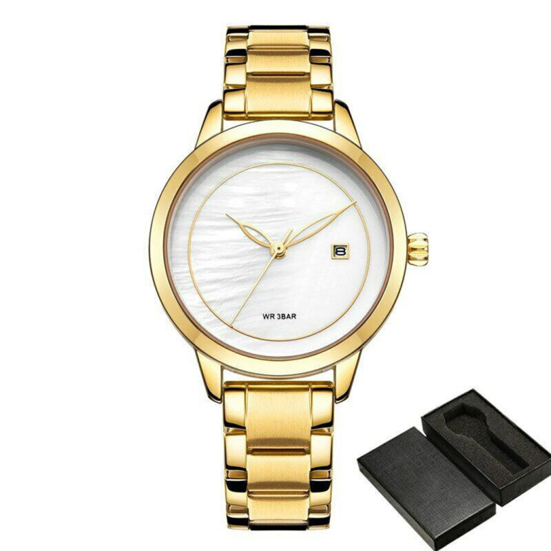 Factory Stainless Steel Fashion Gold Wrist Watch for Women