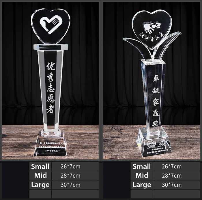 Customized Acrylic Engraved Logo Crystal and Glass Award Trophy