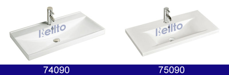 90cm Rectangular Ceramic Cabinet Sink for Bathroom Furniture (75090S)