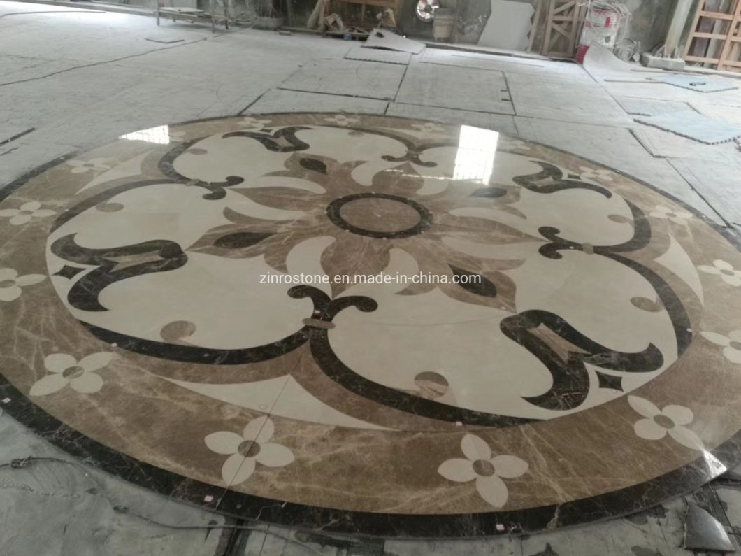 Natural Marble Polished Stone Waterjet Mosaic Pattern, Mosaic Medallion Tile for Floor Decoration Project