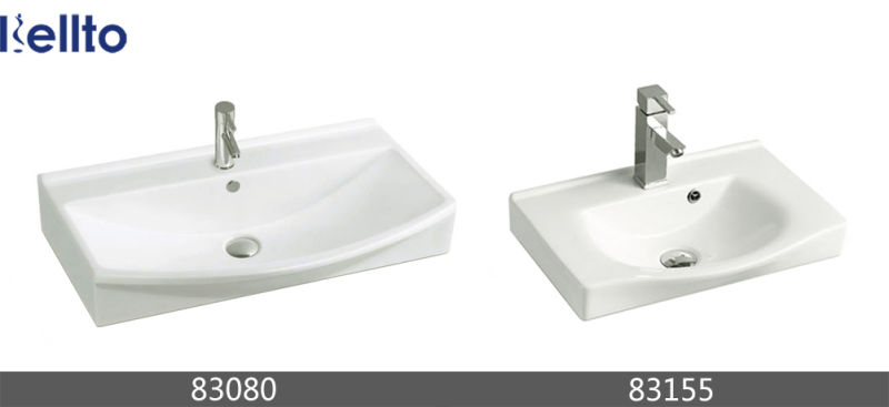 90cm Rectangular Ceramic Cabinet Sink for Bathroom Furniture (75090S)