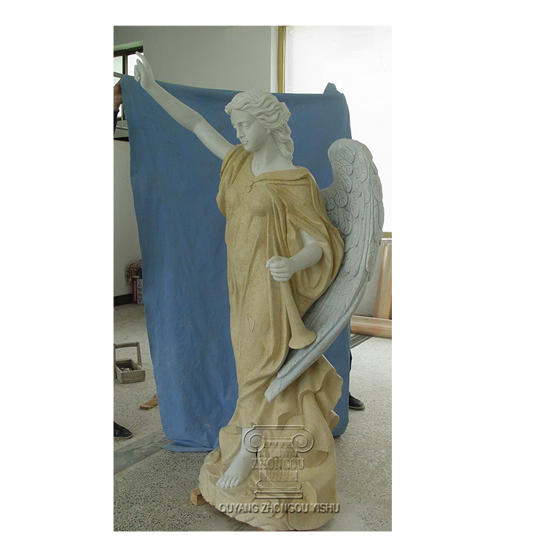 White Marble Sculpture Angel Granite Stone Statue