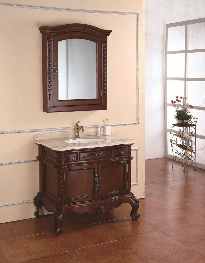 Luxury Standard Marble Top Solid Wood Bathroom Vanity Cabinet with Sink (3090)