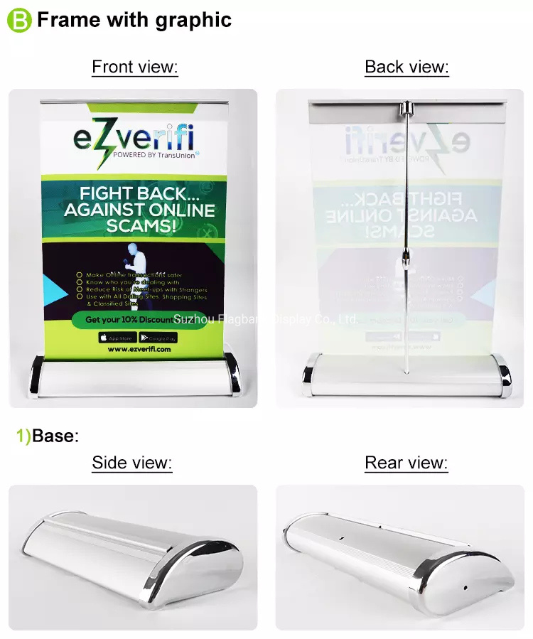 Mini Retractable Table Top Roll up Display Stand Banner