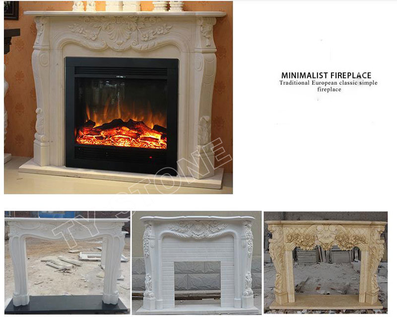 Cream Marfil Marble Fireplace Mantel French Design