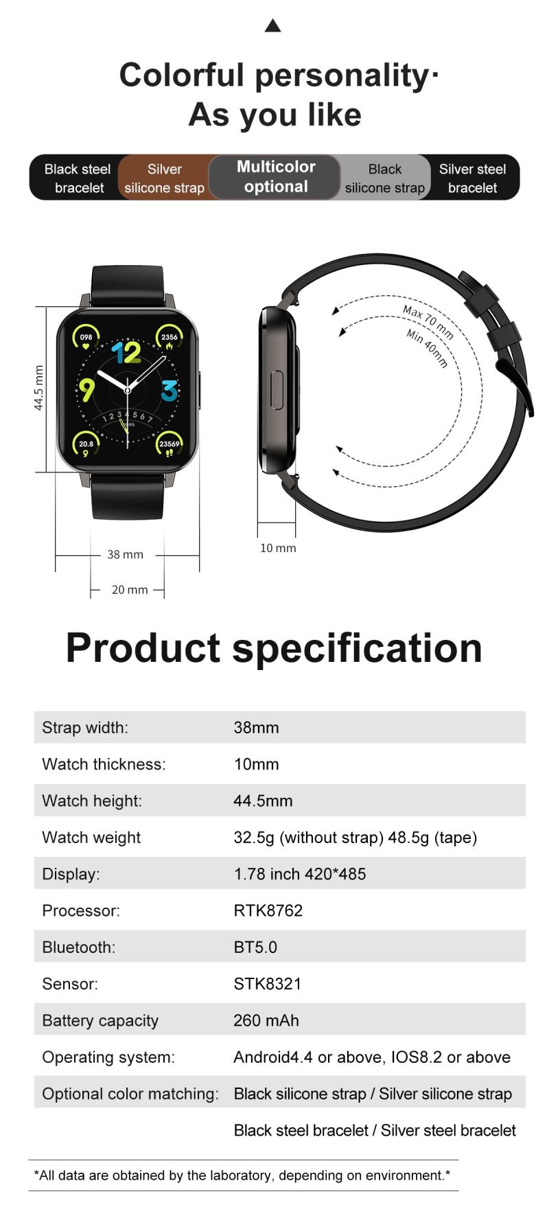 2020 Hot Selling Wrist Watch Silk Smartwatch Rose Gold Bluetooth Smartwatch