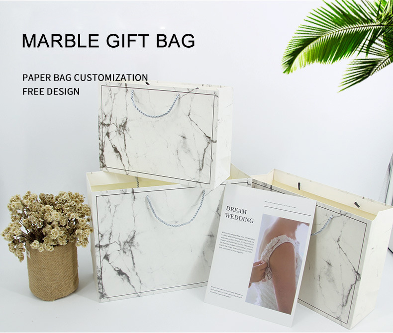 Green Marble Paper Bag Spot Goods Wholesale Customized Available