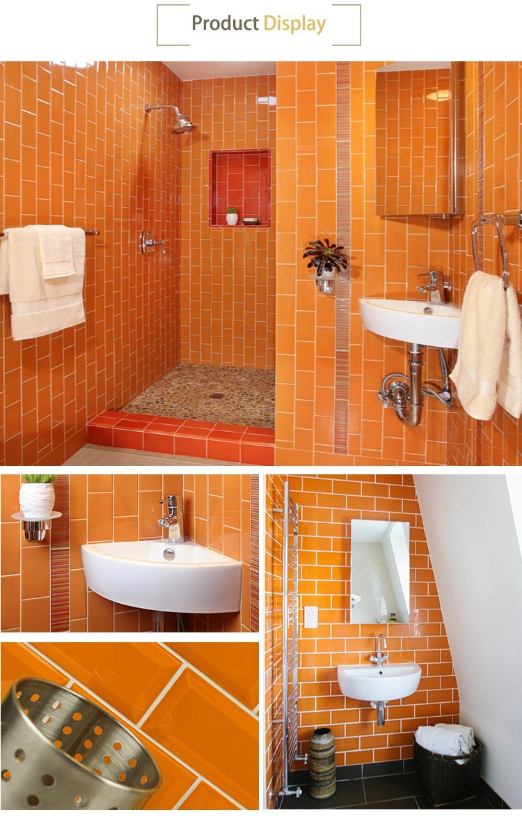 Orange 4X8 Inch 10X20cm Glazed Standard Size Ceramic Bathroom Tiles