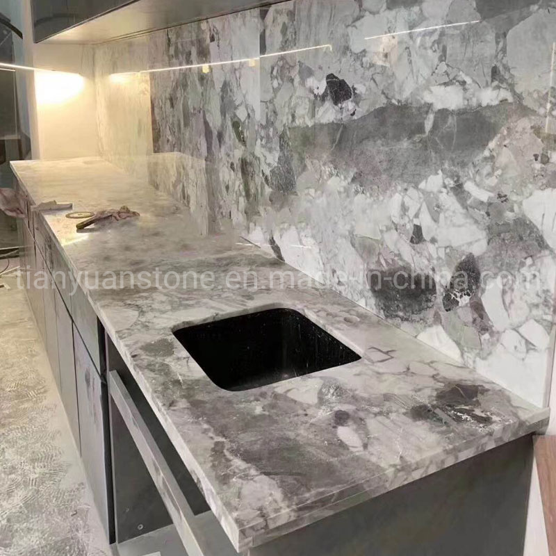 Grey Marble Tiles and Slab Price Sale Lightning Grey Polished Marble Veneer
