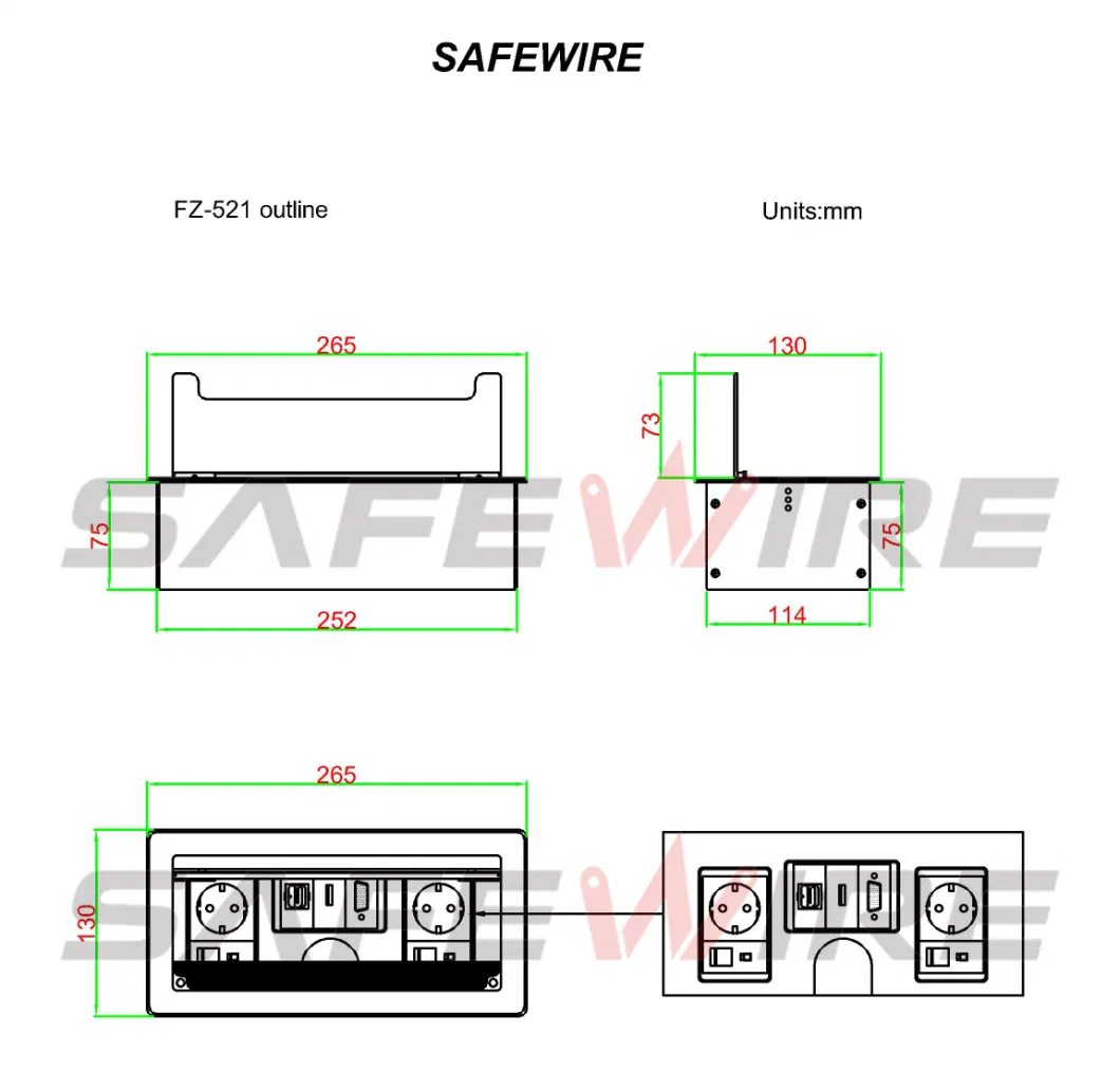 Silver Color Electrical Socket / Table Socket Outlet / Table Recess Console