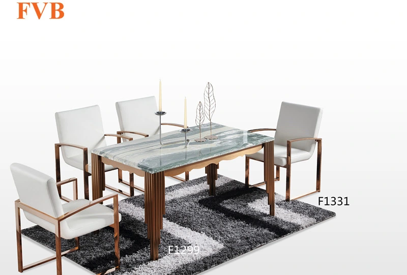 Nordic Natural Marble Dining Table with Stainless Steel Frame