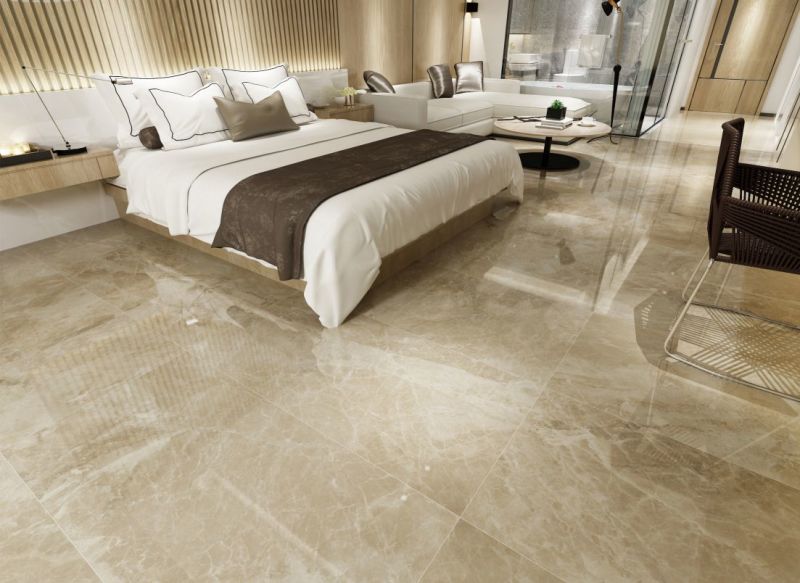 Cream Marble Porcelain Glazed Floor Tile for Bathroom in China