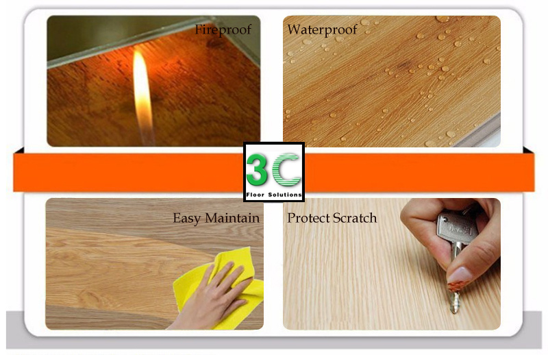 4mm Natural Wood Effect Lvt PVC Vinyl Click Floor Tiles