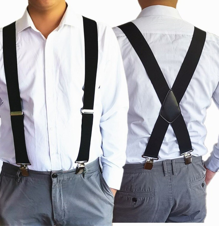Fashion Gallus Suspenders, Customizable Black Braces for Men, Fashion Suspender Braces
