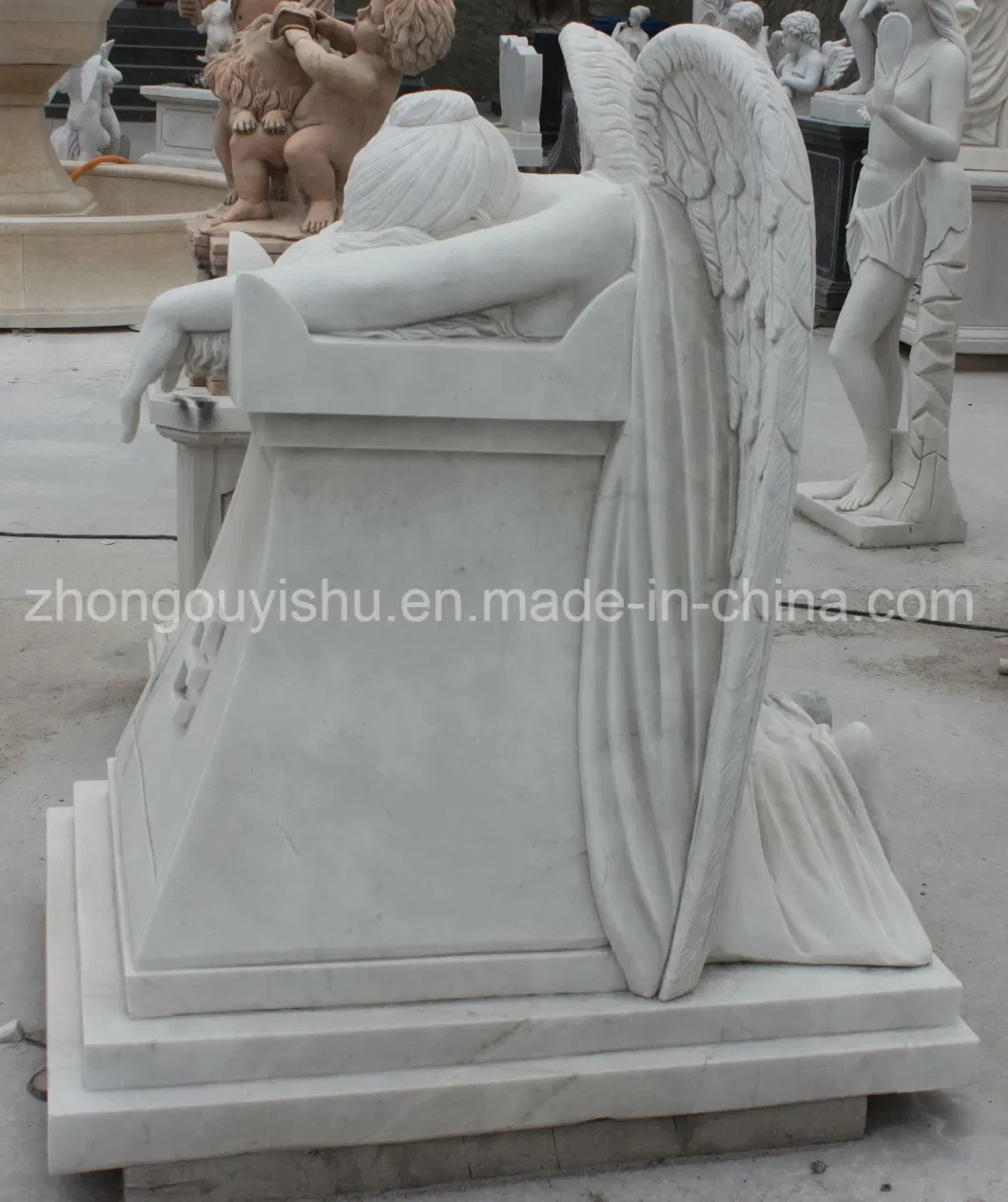 Marble Statue of Weeping Angel, Angel Sculpture Monument