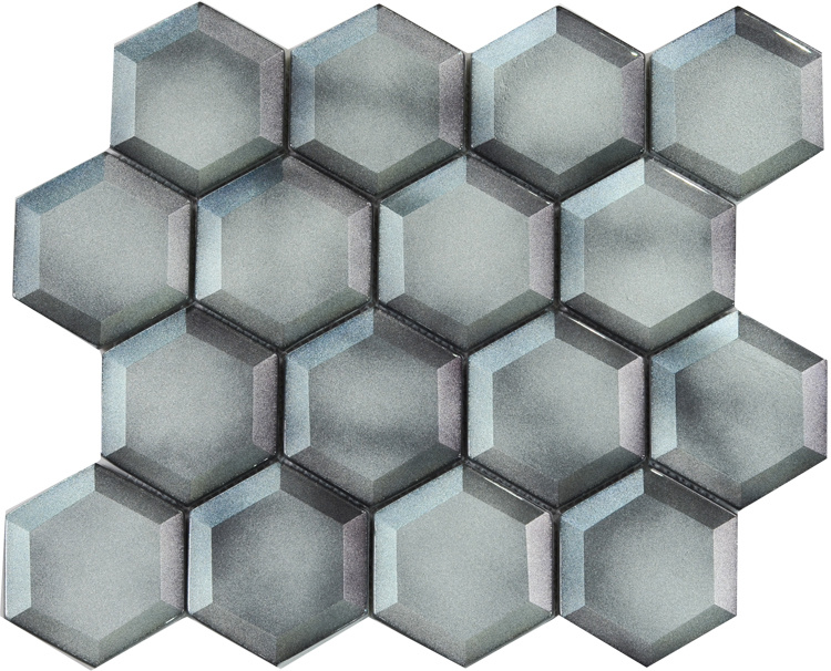 Easy Installing Asian Bathroom Wall Sliver Hexagon Tiles Glass Mosaic
