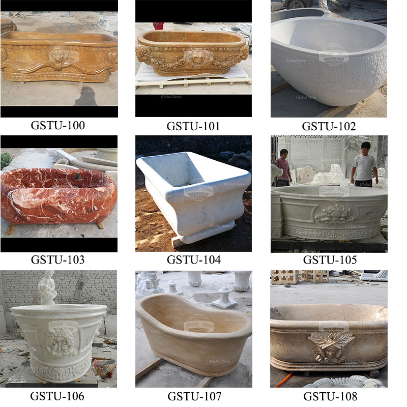 Home Bathroom Stone Carved Solid Marble Bathtub (GSTU-111)