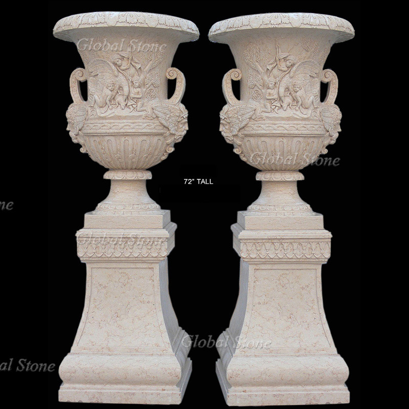 Marble Carving Vase Stone Flower Pot Planter (GSP-212)