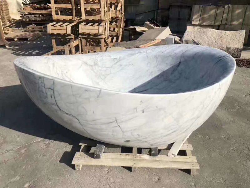 Natural Stone Marble Bathtub with Hand Caved Design