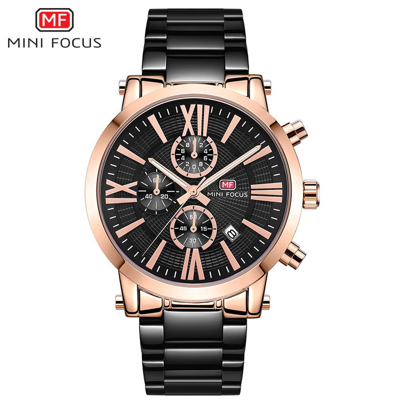 Mini Focus Rose Gold Case Men Quartz Wrist Watch