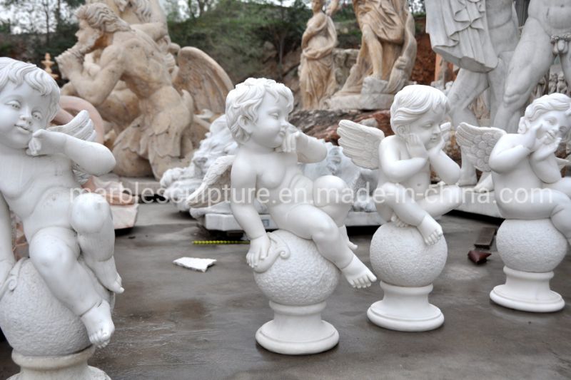 Hot Selling Pure White Little Angel Marble Statue (SY-MS162)
