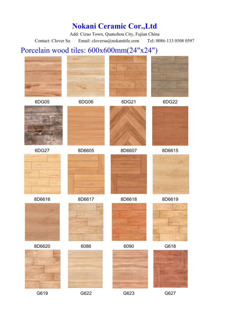 600X600mm Wood Grain Porcelain Floor Tile