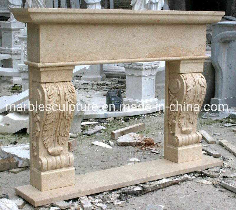 Simple Style Home Decoration Beige Small Marble Fireplace (SYMF-050)