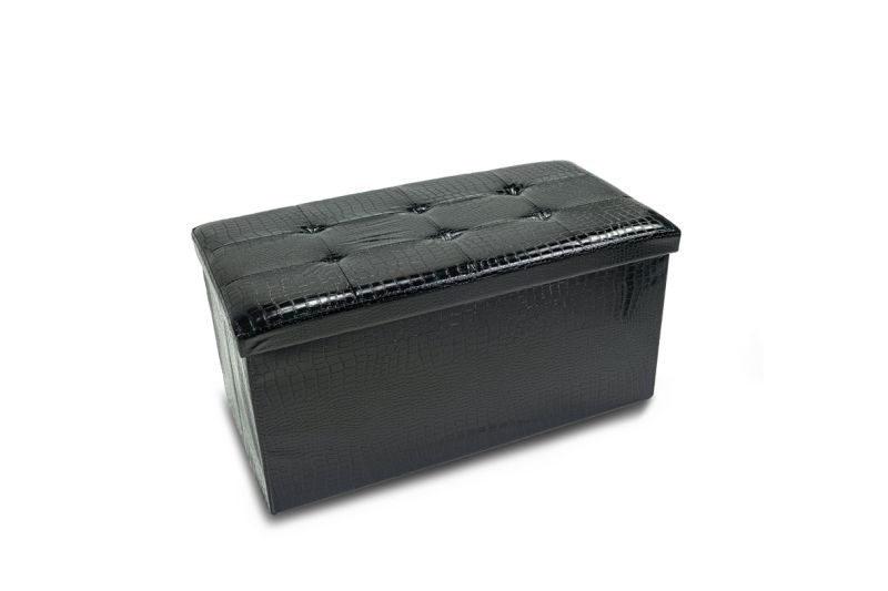Crocodile Leather Rectangle Stool for Clothes Storage Collapsible Foldable Ottoman