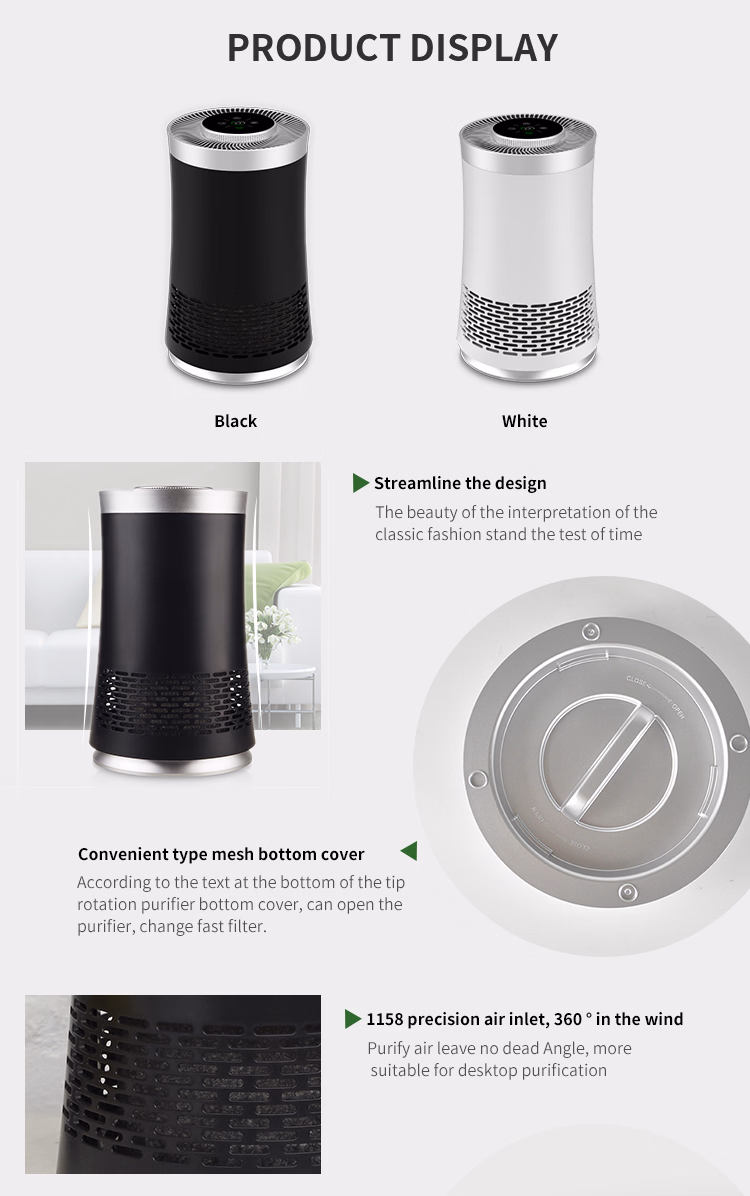 White Desktop Air Purifier with HEPA Filter