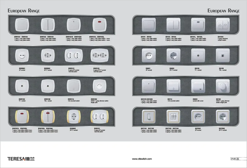 Made in China Factory Color Electric Socket Switch European Power Wall Switch Made in China Factory