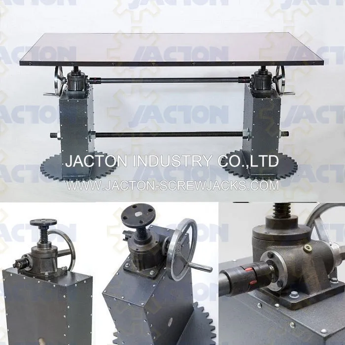 Dual-Crank Table Screw Jack Lifting Mechanism Hand Crank Lift Systems Adjustable Height Table Mechanism