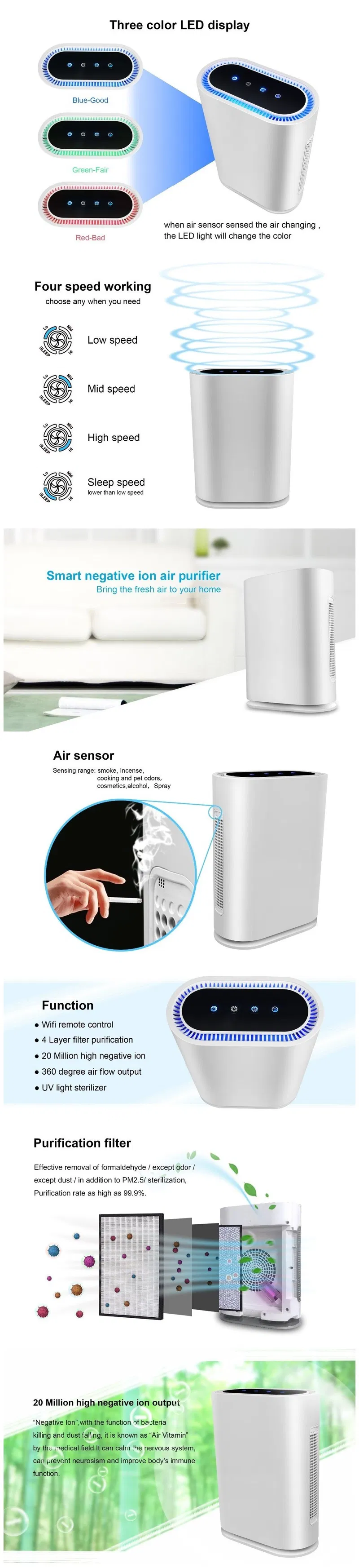 Portable Ultraviolet Lamp Sterilization Home Bedroom Air Purifier