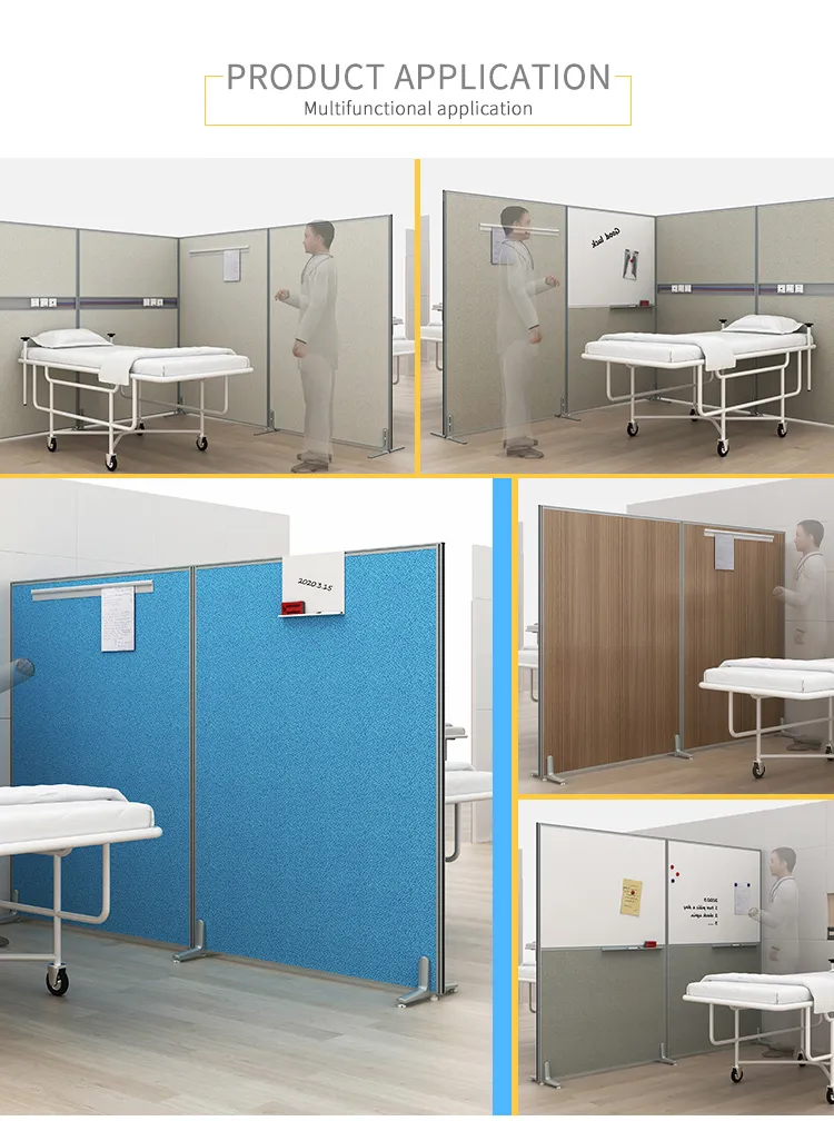 Hospital Folding Medical Curtain Hospital Bed Screen with Wheels