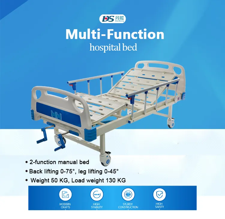 ABS Headboard 2 Crank Double Function Manual Hospital Medical Beds