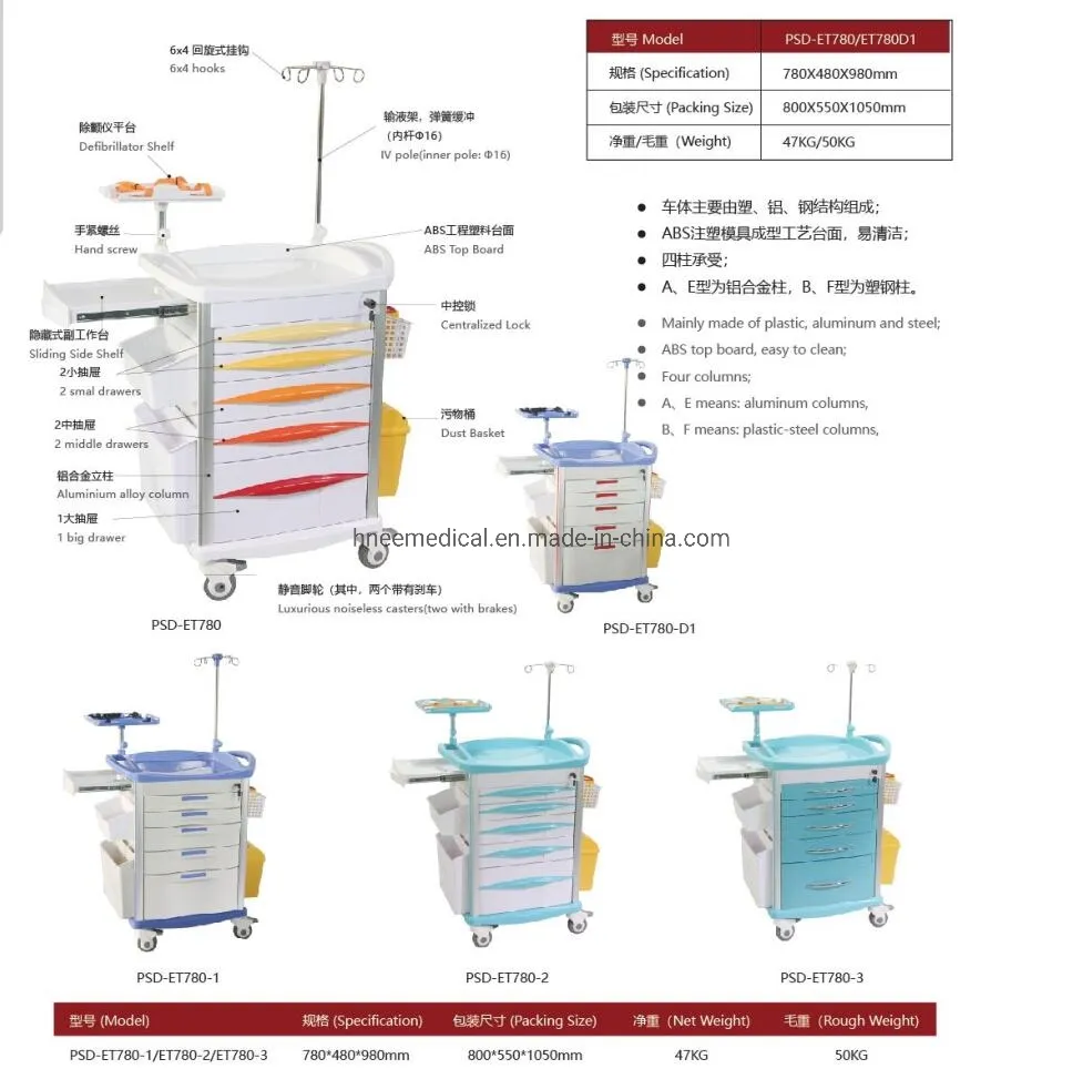 Hospital Nursing Trolley Ward Treatment Trolley Cart Medical Nursing Trolley HS-Et760
