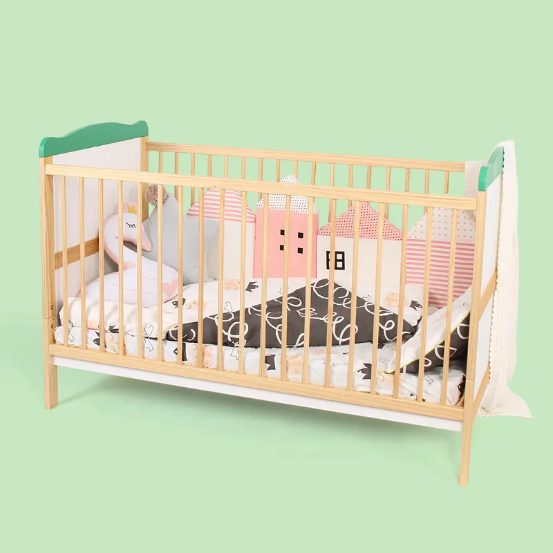 En71 Manufacturer Cribs Wooden Baby Bed Convertible Toddler Bed