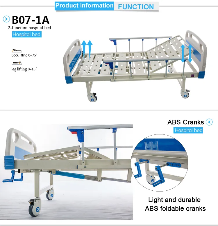 Manufacturers Direct Sale 2 Cranks Medical Bed / Home Multi-Functional Hospital Bed