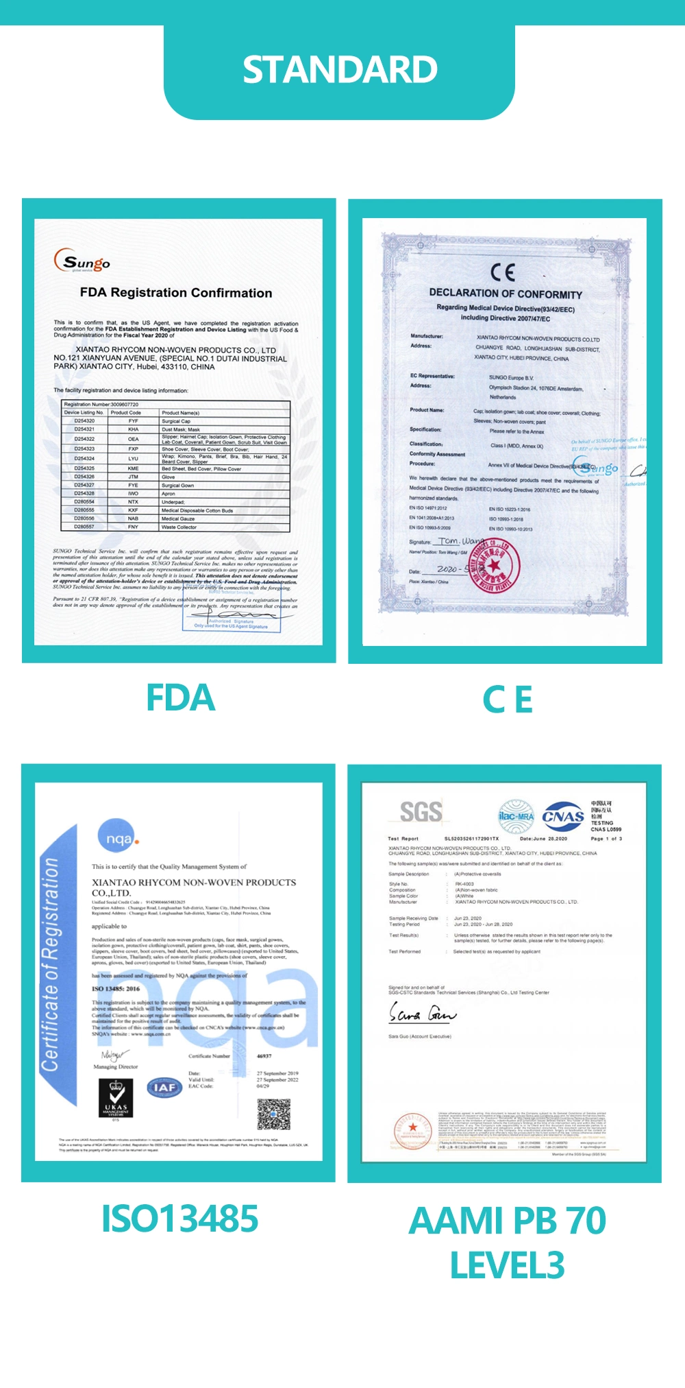 Certificate En14126 Disposable Medical Protective Suit