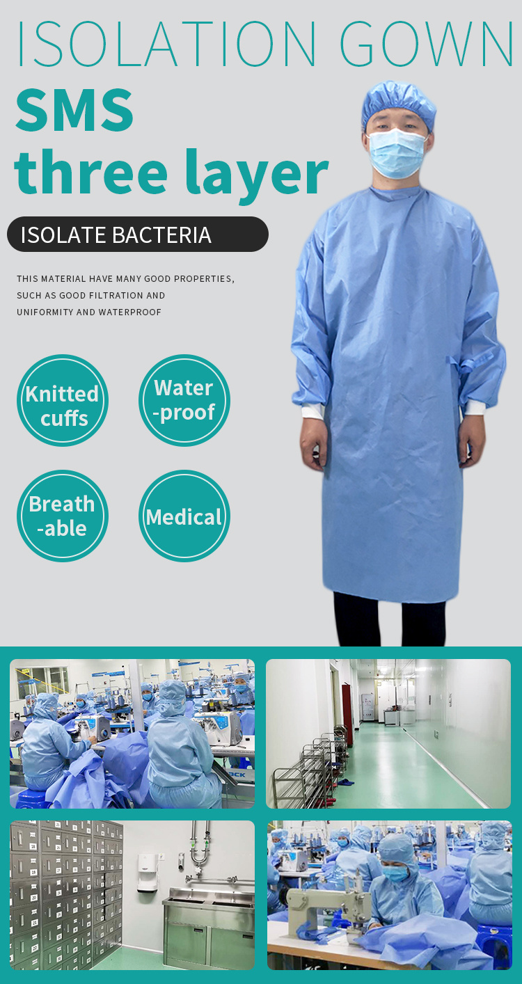 High Quality Disposable Non Woven Surgical Gown Isolation Gown