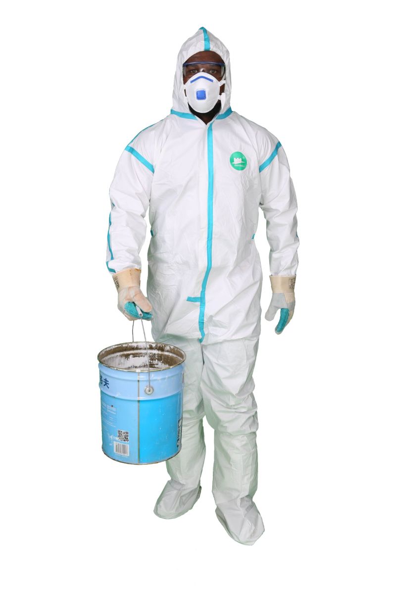 China Manufacture Type 456 Sf Coverall with Tape Seam Against Chemical, En14126 Medical Coverall